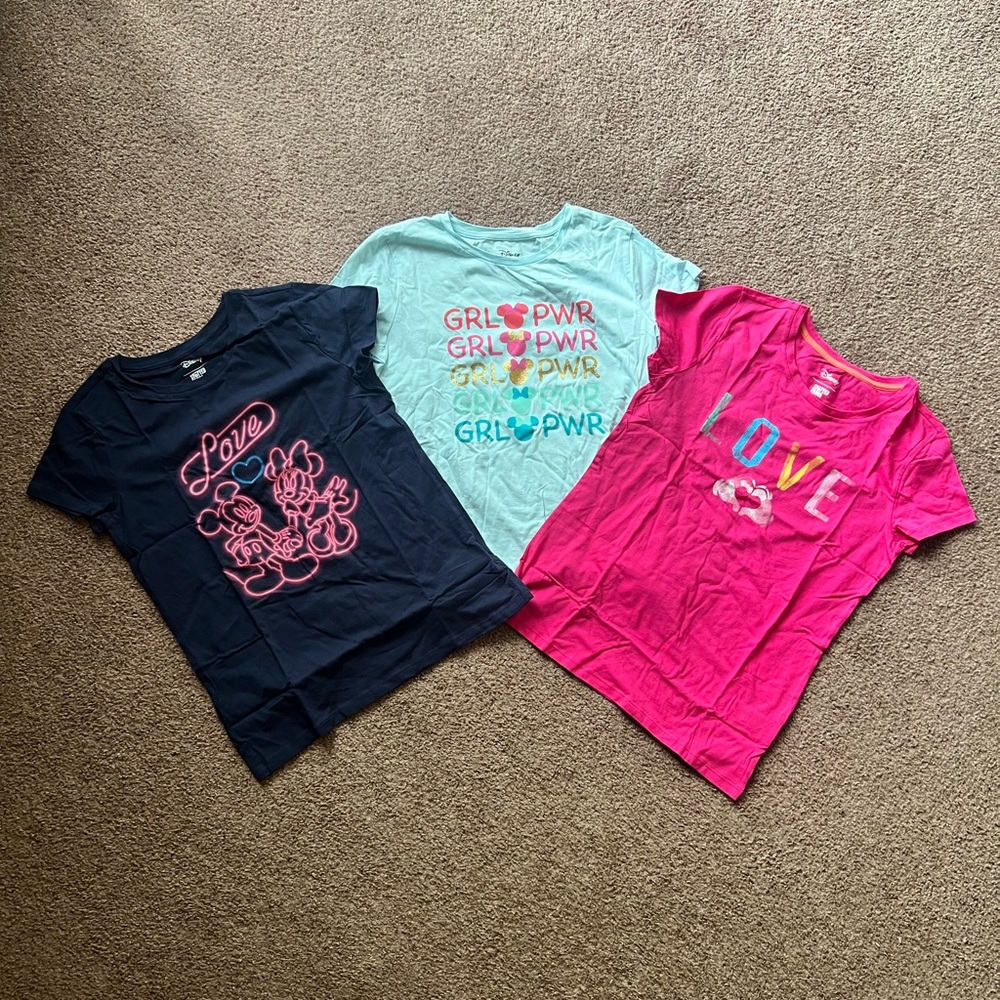 Disney Kids T-Shirts - Navy, Light Blue, and Pink